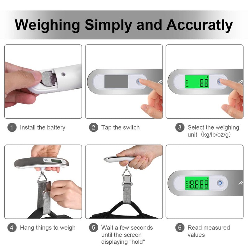 Flintronic Digital Luggage Scale, Portable Hanging Scale, LCD Display with