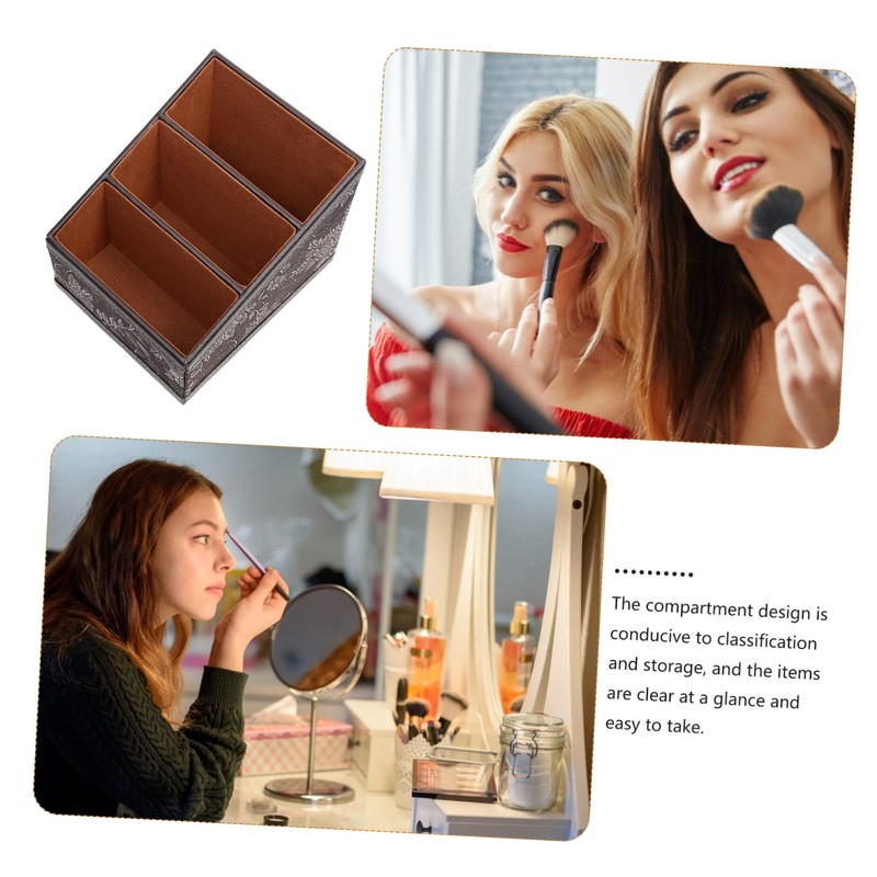 Ciieeo Leather Storage Box Desktop Organizer Remote Control Holder Scissors