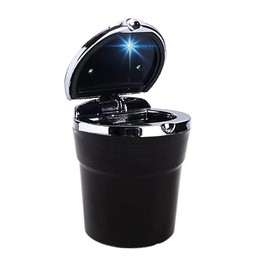 G59C Car Ashtray with LED Lighting and Cup Holder - Glow Killer for Car, Home and Office - Compact, 9.5 x 7.5 x 7.5 cm