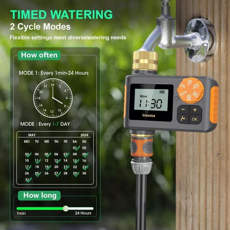 Insoma 2XSprinkler Timer with Brass Inlet & Outlet, Water Timer