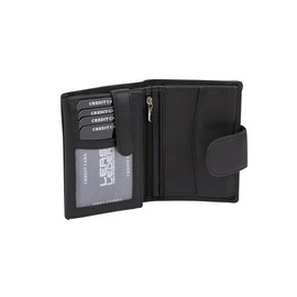LEAS Women's Wallet and Men's Wallet with Outer Latch in Portrait Format, Security Wallet with RFID Protection Film with Gift Box, Real Leather, Black, black, Classic