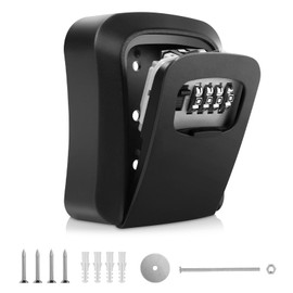 Weatherproof Heavy-Duty Wall-Mounted Key Lock Box with 4-Digit Combination and Anti-Theft Security, Large Capacity for Indoor and Outdoor Use (1)