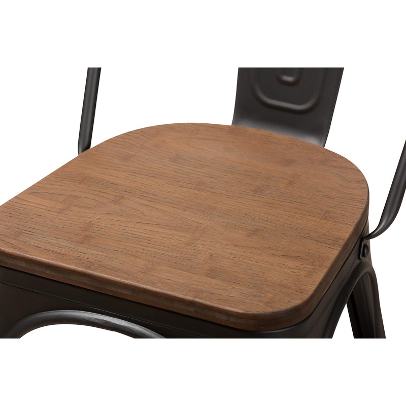 Baxton Studio Henri Vintage Rustic Industrial Style Tolix-Inspired Bamboo and