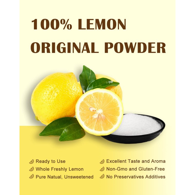 ORGFUN Original Lemon Powder, Freeze Dried Lemon Juice Powder, Great