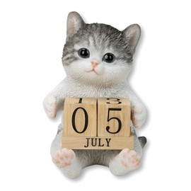 Uvia H23082-16 White Cat Sabatra Calendar, 3.3 x 3.0 x 4.3 inches (8.5 x 7.5 x 11 cm), Doll, Figurine, Figurine, Animal, Animal, Garden, Decorative, Realistic, Cute, Cat
