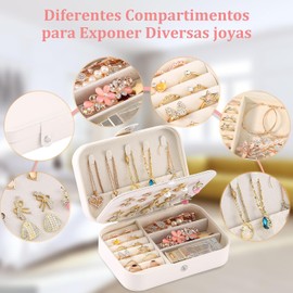 Alajeros Joyeria Mujer, Joyeros Organizadores Portátil con Compartimentos, Regalo de Joyero para Mujer, Organizador de Accesorios para Anillos, Aretes, Pendientes, Collares (Blanco)