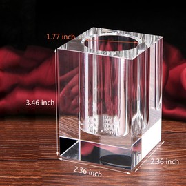 Coideal Glass Crystal Pen Pencil Cup Holder Square Clear Small Desk Table Organizer for Office School, Teacher and Student