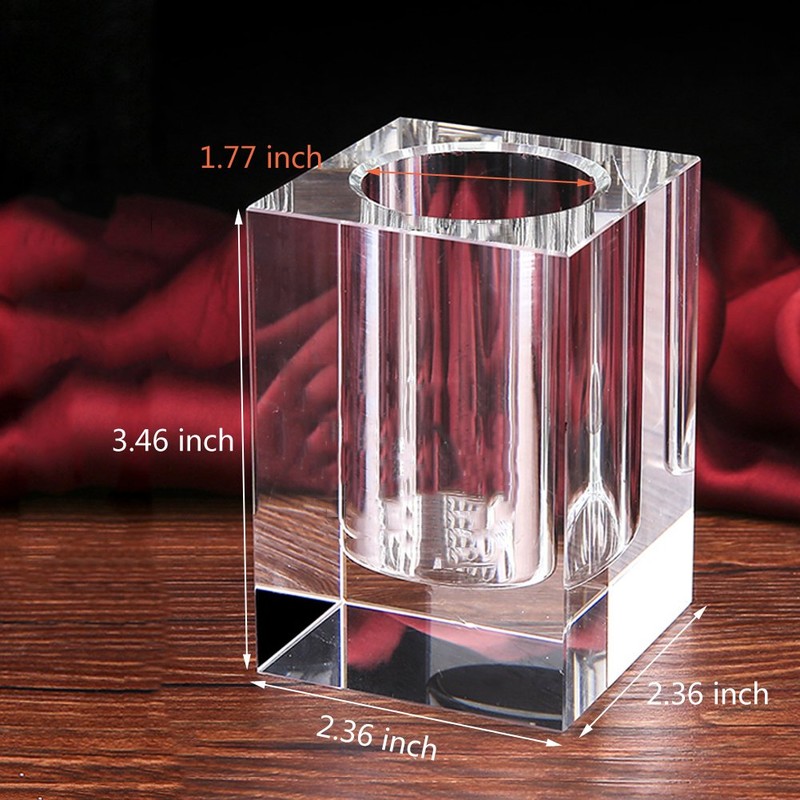 Coideal Glass Crystal Pen Pencil Cup Holder Square Clear Small