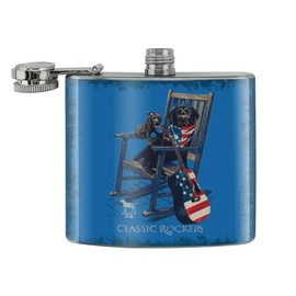 Classic Rockers Dogs Rocking Chair USA Flag Stainless Steel 5oz Hip Drink Kidney Flask