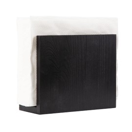 Rustic Wooden Paper Napkin Holder Farmhouse Napkin Storage Dispenser For Tables Kitchen Office Accessories for Restaurants, Dining Home Decor, Nature Vintage Home Gift Bar Decor (Black）