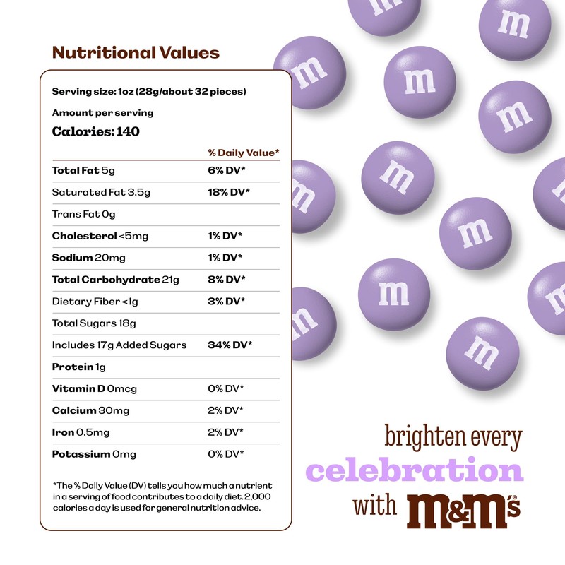 M&M’S WORLD Light Purple Milk Chocolate Candy - 2lbs Resealable