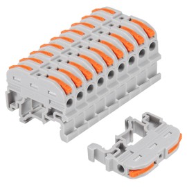 50PACK DIN Rail Terminal Blocks, Compact Wire Conductor Wiring Connectors for 24-12 AWG -Grey