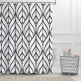 Ruelvth Black and White Shower Curtain, Modern Aesthetic Black Striped Shower Curtain Set for Bathroom Waterproof Polyester Shower Curtain with Hooks, 72x72 Inch