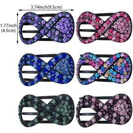 Aswewamt 6 Pcs Rhinestone French Concord Flat Hair Clips, 3.74 Inch Curved Hair Claw