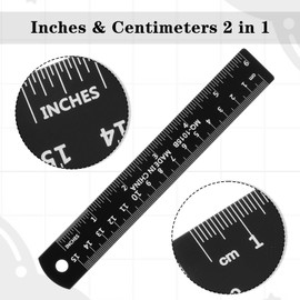 Metal Ruler 15cm, 2 Pack 6 Inch Ruler, Stainless Steel Rule with cm to Inches Conversion Table & Clear Scale for Students, Machinist and Drafting, (Black)
