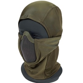 OneTigris Airsoft Balaclava Mesh Mask, Full Face Protection Ninja Style Paintball Face Mask for Airsoft Paintball CS Hunting Cycling Motorcycle, OD Green