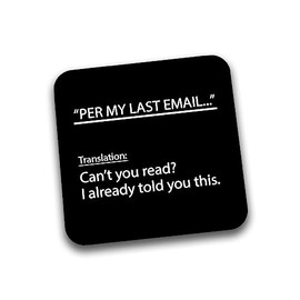 Rib Ticklerz - Funny Office Email Definitions Coasters Novelty Rude Hilarious Humour Gift Colleague Secret Santa Work Office Joke Banter Friends Birthday - DC178