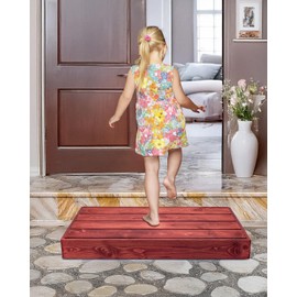 3.5"/6" Heightable Wooden Outdoor Step, 100% Heartwood Step Stools for Adults with 4 Additional Legs & Anti-Slip Traction Tape, One Step Stool for Elderly, Adults, Kids (30" L x 16" W)