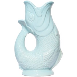 The Original Gluggle Jug - Eau de Nil Glug Jug in L, 22cm 0.6L - Gug Glug Fish Shaped Jug - Decorative Glugging Water, Cocktail, Wine & Gin Pitcher, Decanter or Vase - Hand Made in Britain