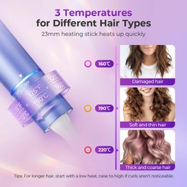 Automatic Curling Iron, Auto Hair Curler with 1" Rotating Curling Iron Barrel & 3 Temps, Anti-Scald & Anti-Tangle Curler Wand, Fast Heating Auto Curler for Hair Styling, Purple Pink