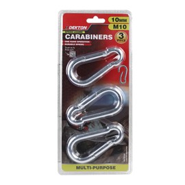 Dekton 3pc Extra Large Carabiner Hook 100mm -Heavy-Duty Aluminum| Strong Load Capacity|Secure Locking Mechanism| Ideal for Outdoor, Camping, and Gear| Durable & Lightweight| Versatile Use|Easy Clip-On