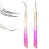 Nogeqi Pack of 2 Nail Tweezers Pointed Double Ended Eyelash