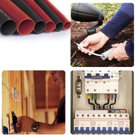 Pointool 140Pcs Waterproof Heat Shrink Tubing - 3:1 Marine Grade Heat Shrink Tube with Adhesive Lined, Black Red Wire Shrink Wrap Electrical Heat Shrink Wrap Tubing Assortment for Wires