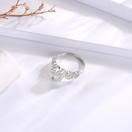 MANBU Sterling Silver Urn Ring for Ashes: Women Cubic Zirconia Heart Ash Ring Memorial Cremation Jewelry Bereavement Keepsakes Gift for Loss Of A Loved One, Sterling Silver, Cubic Zirconia