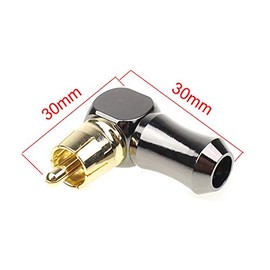 exgoofit Hi End RCA Male Plug Adapter 2-Pack Brass Right Angle Gold Plated Audio Phono Solder Connector 90 Degree with Solid Construction