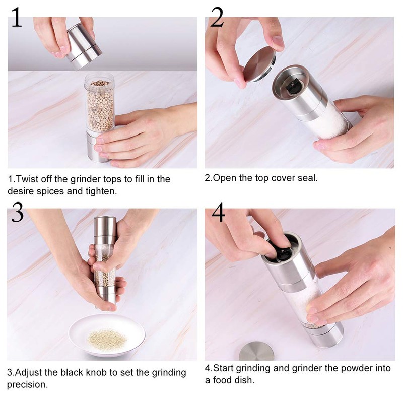 Mixoo Salt and Pepper Grinder - 2 in 1 Manual