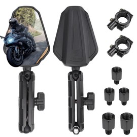Adventure Motorcycle Mirrors Folable 360 Degrees Motorbike Rear View Mirror W/Ball-Head Universal 10MM 8MM Screw and 7/8" Handlebar for ATV ADV Dirt Street Bike Ebike Scooter Quad Moped