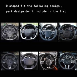 LOTEZAVA D Shape Steering Wheel Cover Soft PU Leather Microfiber Sport Style Non-Slip Breathable Car Steering Wheel Cover Fits 14.5"-15" Car Accessories for Women Men