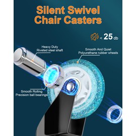 RidRed Gaming Chair Wheels - Heavy-Duty Office Chair Wheels - Replacement Rubber Casters- Universal Fit 3 Inch Chair Casters, Noise Free, Fits 98% Chair, for All Floor