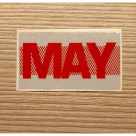 May California  license plates month sticker tags. RED. YOM DMV