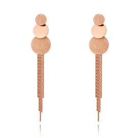 BOBOTUU Black Geometric Earrings for Women, Stainless Steel Hypoallergenic Statement Handmade Dangle Earrings, Trendy Rose Gold Chunky Dainty Women's Drop Earrings