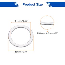 sourcing map 100 Pcs M14 Flat Washer, 14x20x0.8mm Thickened 304 Stainless Steel Flat Spacers for Screw, Bolt, Automotive, Industrial Machinery