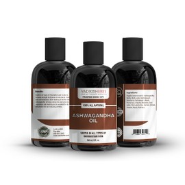 Vadik Herbs Organic Ashwagandha Massage Oil | Nourishes and Strengthens The Muscles | Good for Athletes | Helpful for Old Age and Weakness (8oz)
