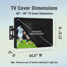 REDRICH 600D Heavy Duty Outdoor TV Cover for 46-48 inch TV, Upgraded Waterproof and Dustproof TV Screen Protectors with Zipper for Outside