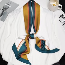 QIUTIMIY Silk Like Scarf for Women Neck Scarf Belt, Satin Scarf for Hair Tie Fashion Purse Scarf for Handbags Accessories Charm(Elephant Brown)