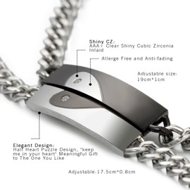 OIDEA 2 Pcs Stainless Steel Couples Heart Puzzle Bracelet Keep me in your heart Engraved, for Wedding Anniversary