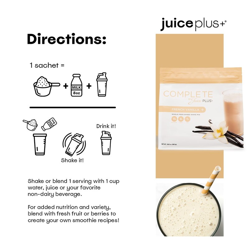 Complete by JuicePlus+ Single Serve French Vanilla Shakes - Plant-Based