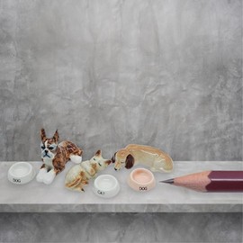 WitnyStore Tiny ⅝ Inch Diameter Yellow Food Bowl Tray for Mini Dog Puppy Figurine - Miniature Hand Made Painted Ceramic Bowls Pet Animal Cute Porcelain Decorative Collectible Figurines Décor Gifts