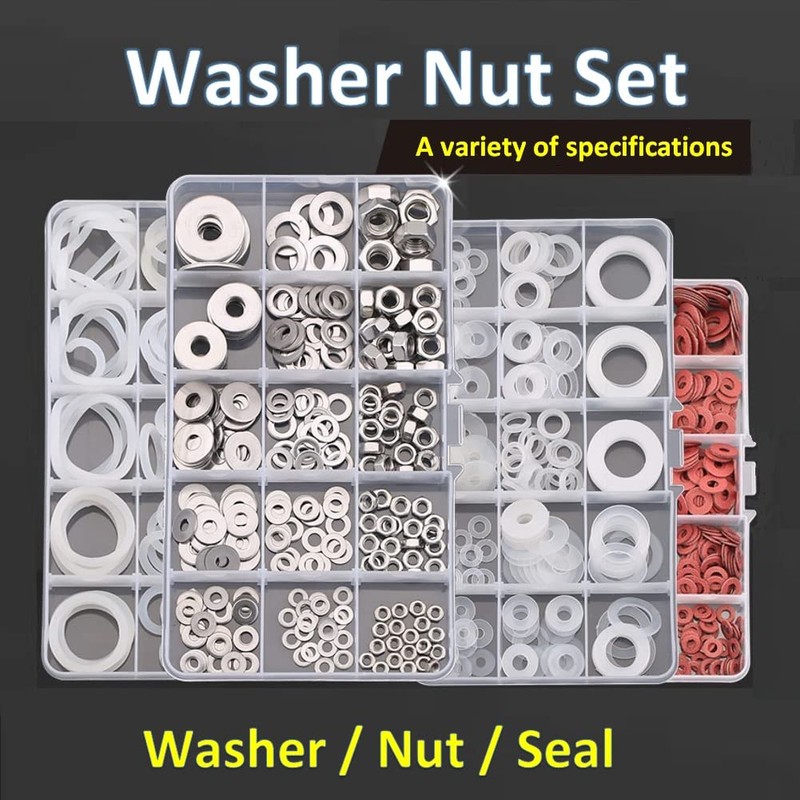 CONPHERON 690 Pieces Red Steel Paper Fibre Flat Washers Set