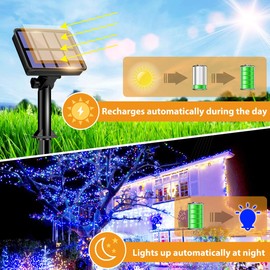 litogo 12m 120 Solar Garden Lights,2 Pack Solar String Lights 8 Modes Waterproof Copper Wire Decorative Solar String Lights for Patio, Gate, Yard, Trees, BBQ, Wedding, Party