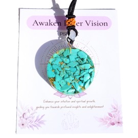 Chakra Healing Turquoise Orgonite Pendant Necklace, Sacred Geometry Orgone Crystals Stones Spiritual Reiki Yoga Jewelry women men