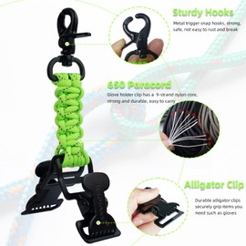 MELOTOUGH Tactical Glove Clip Work Glove Belt Clip with 2 Alligator Clips for Hiking,Camping,Hunting,Outdoor Activities(Lime)