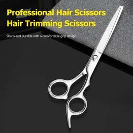 6 Inch Professional Straight Hair Cutting Scissors Stainless Steel Sharp Shears for Salon and Home Use, Comfortable Grip for Men and Women - Silver