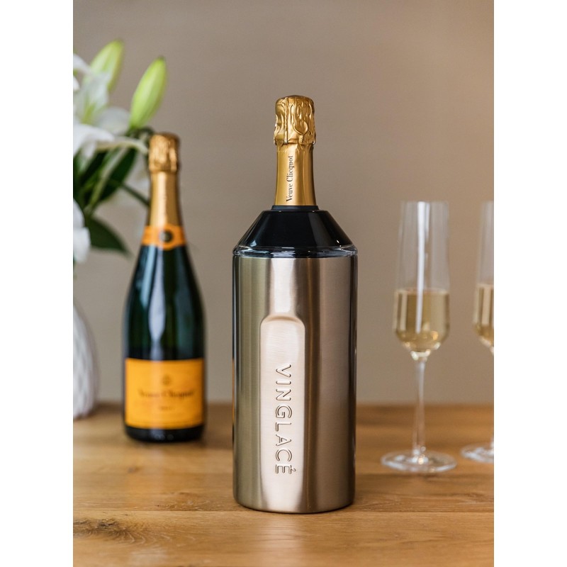 Vinglacé Wine Bottle Chiller- Portable Champagne Insulator- Stainless Steel Wine