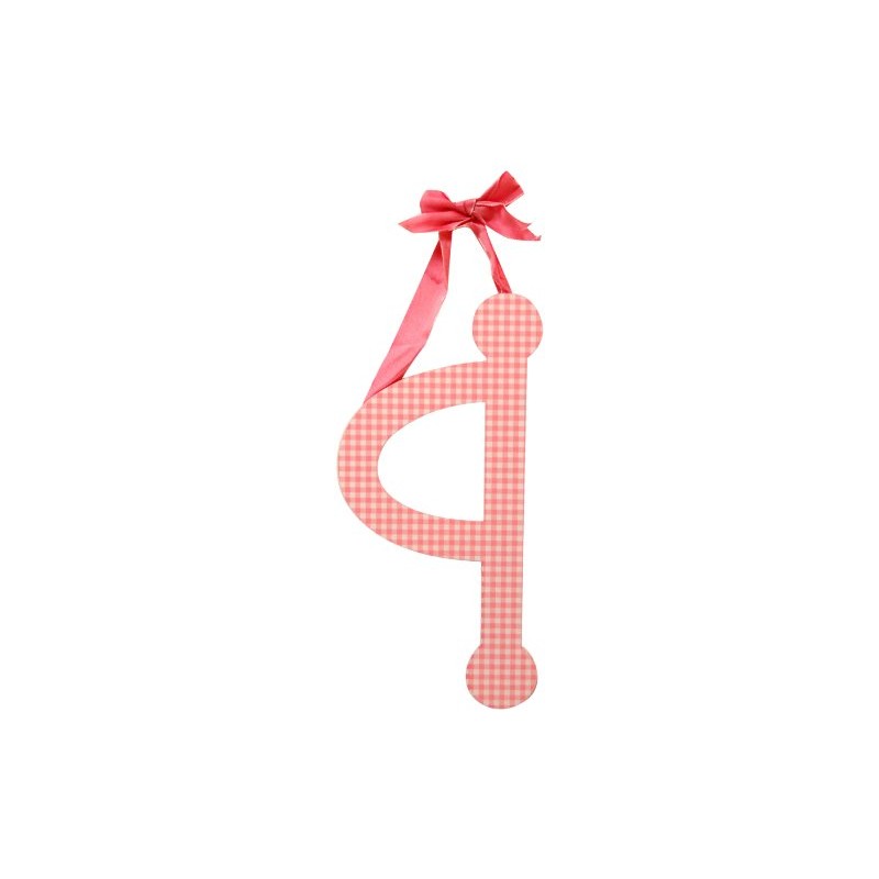 My Baby Sam 9" Pink Gingham Hanging Letter, Q