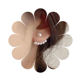 Vacaonio Bohemia Tiny Pearl Stud Earrings Pearl Ear Jacket Earrings Pearl Climbers Earrings Vintage Gold Pearl Earrings Pearl Front Back Stud Earrings Jewelry for Women